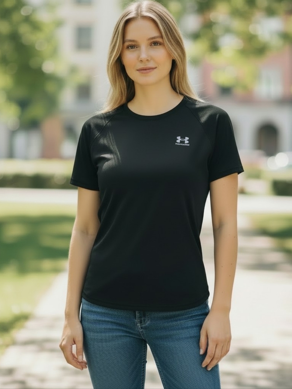Under Armour Heatgear Compression Tee Women XL Black Short Sleeve Crew Neck